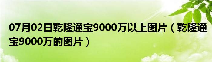 07月02日乾隆通宝9000万以上图片（乾隆通宝9000万的图片）