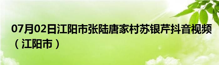 07月02日江阳市张陆唐家村苏银芹抖音视频（江阳市）