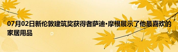 07月02日新伦敦建筑奖获得者萨迪·摩根展示了他最喜欢的家居用品