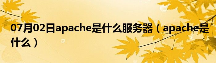 07月02日apache是什么服务器（apache是什么）