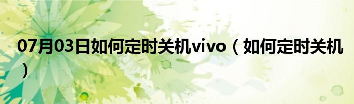 07月03日如何定时关机vivo（如何定时关机）