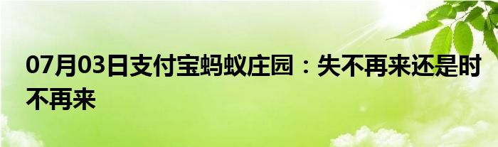 07月03日支付宝蚂蚁庄园：失不再来还是时不再来