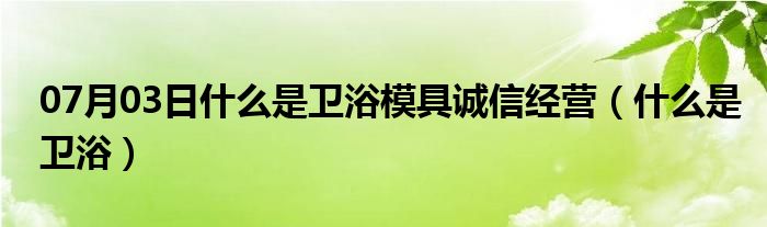 07月03日什么是卫浴模具诚信经营（什么是卫浴）