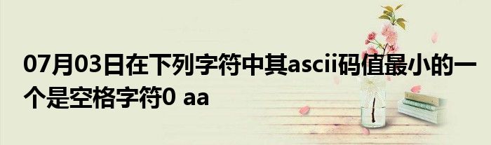 07月03日在下列字符中其ascii码值最小的一个是空格字符0 aa