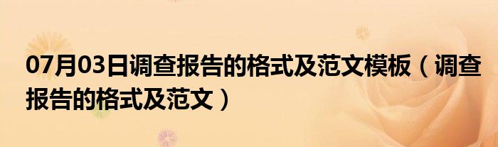 07月03日调查报告的格式及范文模板（调查报告的格式及范文）