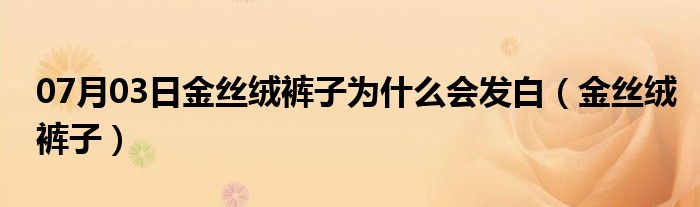 07月03日金丝绒裤子为什么会发白（金丝绒裤子）