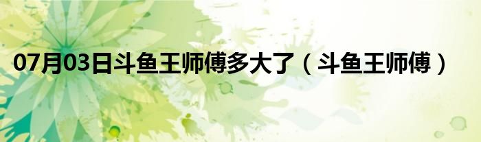 07月03日斗鱼王师傅多大了（斗鱼王师傅）