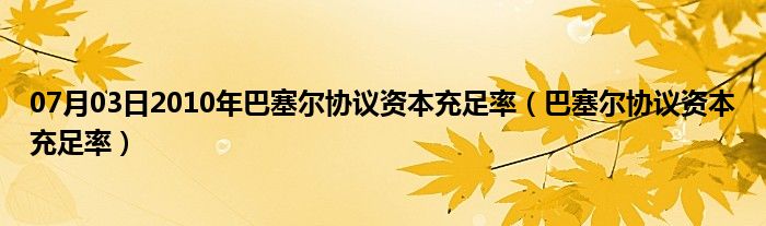 07月03日2010年巴塞尔协议资本充足率（巴塞尔协议资本充足率）