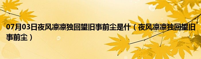 07月03日夜风凛凛独回望旧事前尘是什（夜风凛凛独回望旧事前尘）