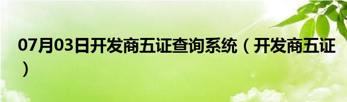 07月03日开发商五证查询系统（开发商五证）