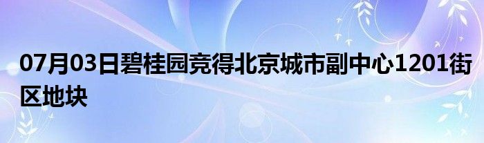 07月03日碧桂园竞得北京城市副中心1201街区地块