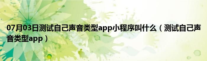 07月03日测试自己声音类型app小程序叫什么（测试自己声音类型app）