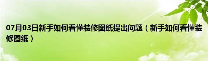 07月03日新手如何看懂装修图纸提出问题（新手如何看懂装修图纸）