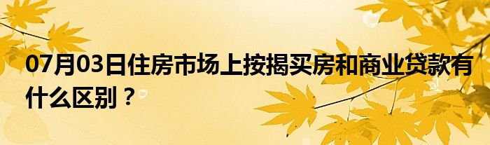 07月03日住房市场上按揭买房和商业贷款有什么区别？