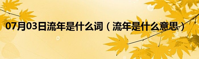 07月03日流年是什么词（流年是什么意思）