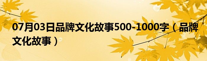 07月03日品牌文化故事500-1000字（品牌文化故事）