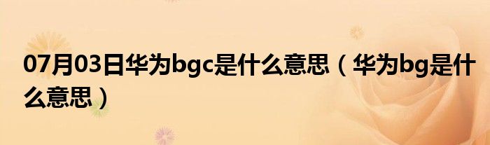 07月03日华为bgc是什么意思（华为bg是什么意思）