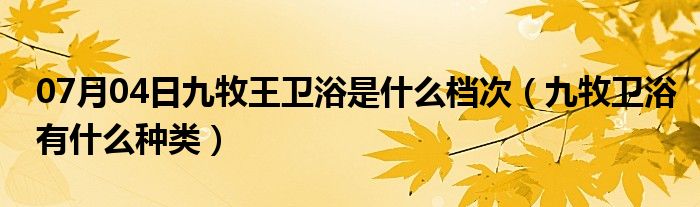 07月04日九牧王卫浴是什么档次（九牧卫浴有什么种类）