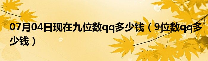 07月04日现在九位数qq多少钱（9位数qq多少钱）