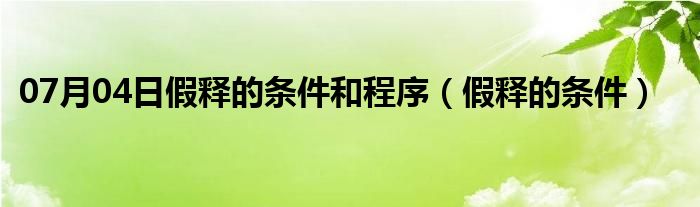 07月04日假释的条件和程序（假释的条件）