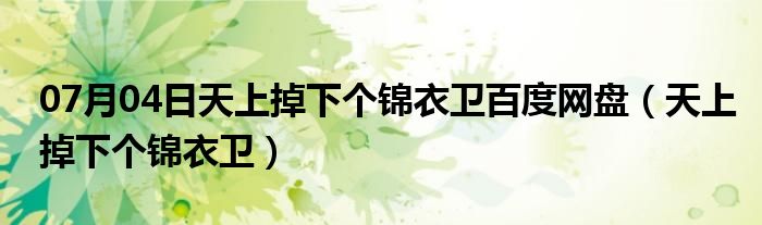 07月04日天上掉下个锦衣卫百度网盘（天上掉下个锦衣卫）