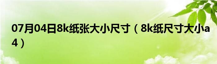 07月04日8k纸张大小尺寸（8k纸尺寸大小a4）