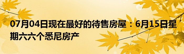 07月04日现在最好的待售房屋：6月15日星期六六个悉尼房产