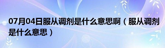 07月04日服从调剂是什么意思啊（服从调剂是什么意思）