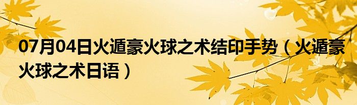 07月04日火遁豪火球之术结印手势（火遁豪火球之术日语）