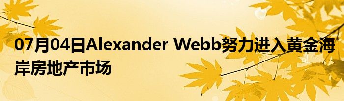 07月04日Alexander Webb努力进入黄金海岸房地产市场