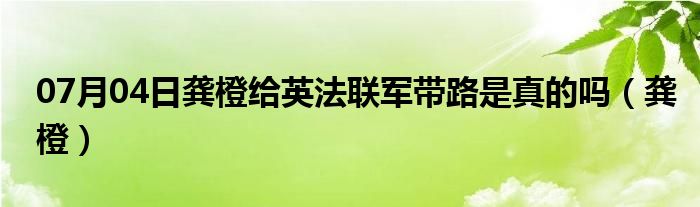 07月04日龚橙给英法联军带路是真的吗（龚橙）