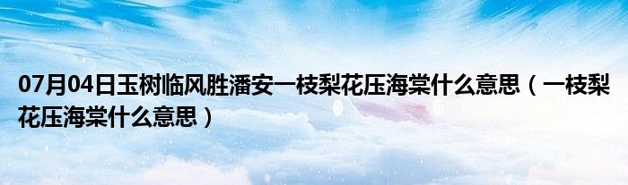 07月04日玉树临风胜潘安一枝梨花压海棠什么意思（一枝梨花压海棠什么意思）