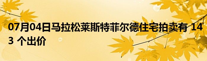 07月04日马拉松莱斯特菲尔德住宅拍卖有 143 个出价