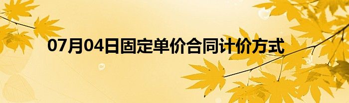 07月04日固定单价合同计价方式