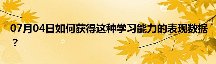 07月04日如何获得这种学习能力的表现数据？