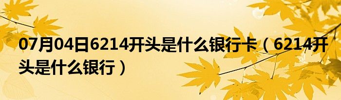 07月04日6214开头是什么银行卡（6214开头是什么银行）