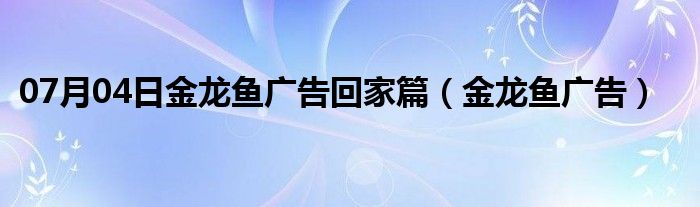 07月04日金龙鱼广告回家篇（金龙鱼广告）