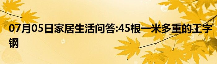 07月05日家居生活问答:45根一米多重的工字钢