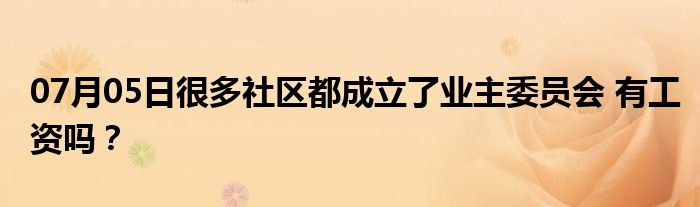 07月05日很多社区都成立了业主委员会 有工资吗？