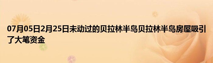 07月05日2月25日未动过的贝拉林半岛贝拉林半岛房屋吸引了大笔资金