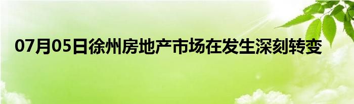 07月05日徐州房地产市场在发生深刻转变