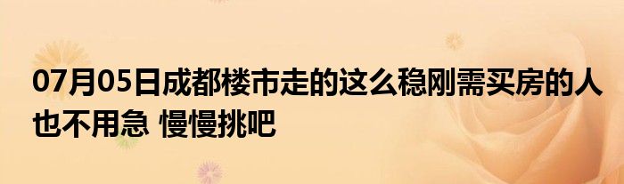 07月05日成都楼市走的这么稳刚需买房的人也不用急 慢慢挑吧