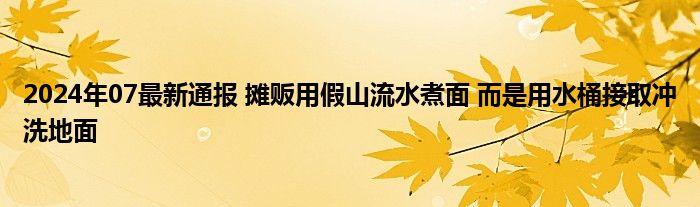 2024年07最新通报 摊贩用假山流水煮面 而是用水桶接取冲洗地面