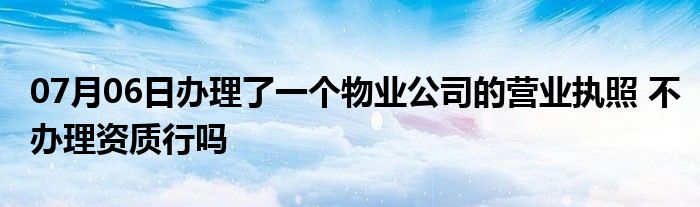 07月06日办理了一个物业公司的营业执照 不办理资质行吗