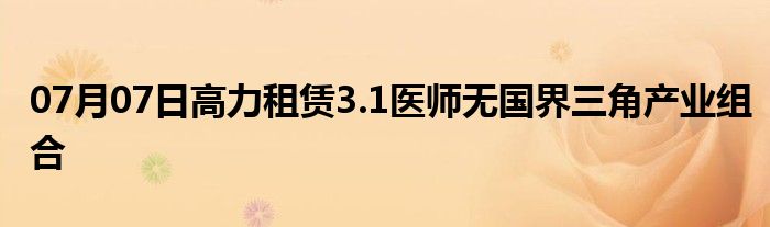 07月07日高力租赁3.1医师无国界三角产业组合