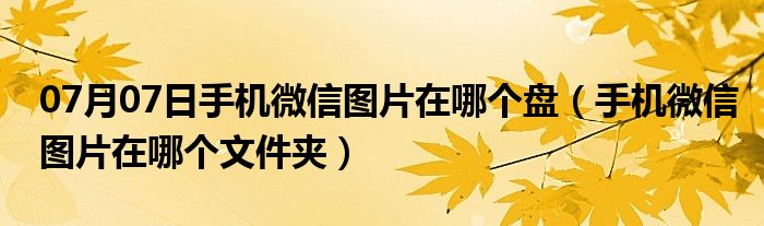 07月07日手机微信图片在哪个盘（手机微信图片在哪个文件夹）