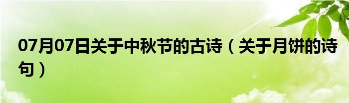 07月07日关于中秋节的古诗（关于月饼的诗句）