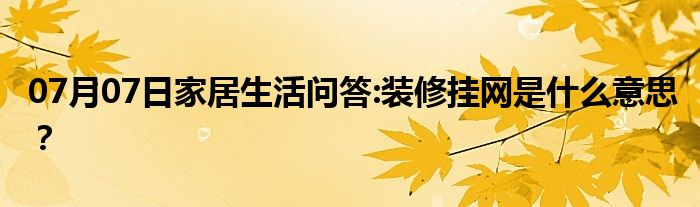 07月07日家居生活问答:装修挂网是什么意思？