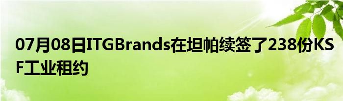 07月08日ITGBrands在坦帕续签了238份KSF工业租约