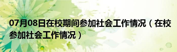 07月08日在校期间参加社会工作情况（在校参加社会工作情况）